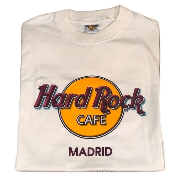 Hard Rock Cafe Tops - Vintage 90s Hard Rock Cafe Madrid T-Shirt Men's XL Short Sleeve Graphic White